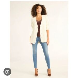 Sofia Jeans Women's Animal Print Lurex Boyfriend Cardigan, Lightweight ~ Cream